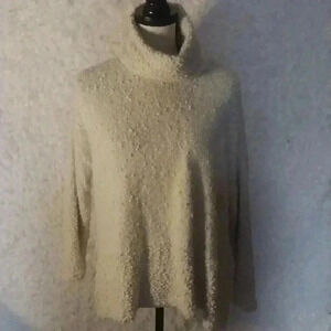 POL Boucle Popcorn Chunky Knit Oversized Sweater Cowl Neck Cream Women's Size S